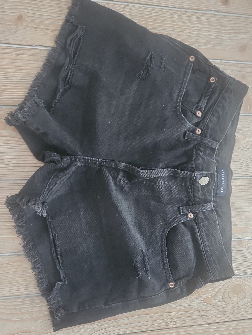 Aeropostale Black Denim Shorts with Button Front